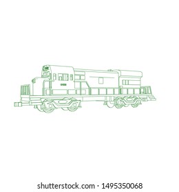 Line art of the train. Coloring page - Train - illustration for the children