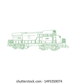 Line art of the train. Coloring page - Train - illustration for the children