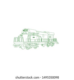 Line art of the train. Coloring page - Train - illustration for the children