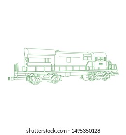 Line art of the train. Coloring page - Train - illustration for the children