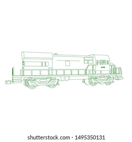 Line art of the train. Coloring page - Train - illustration for the children