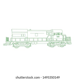 Line art of the train. Coloring page - Train - illustration for the children