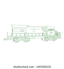 Line art of the train. Coloring page - Train - illustration for the children