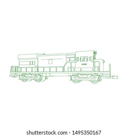 Line art of the train. Coloring page - Train - illustration for the children