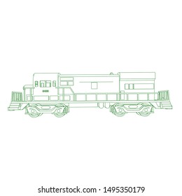 Line art of the train. Coloring page - Train - illustration for the children