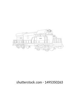 Line art of the train. Coloring page - Train - illustration for the children