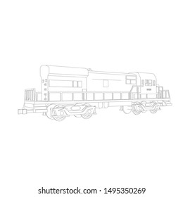 Line art of the train. Coloring page - Train - illustration for the children
