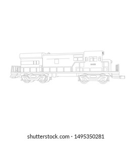Line art of the train. Coloring page - Train - illustration for the children