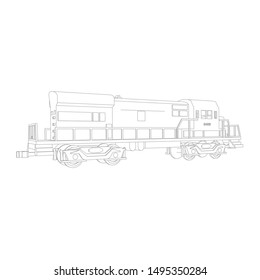 Line art of the train. Coloring page - Train - illustration for the children