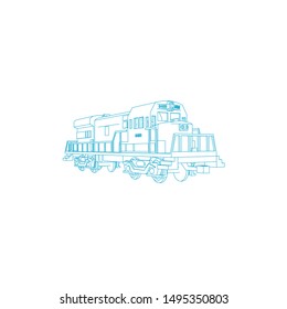 Line art of the train. Coloring page - Train - illustration for the children