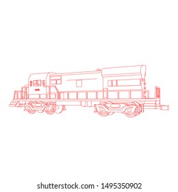 Line art of the train. Coloring page - Train - illustration for the children