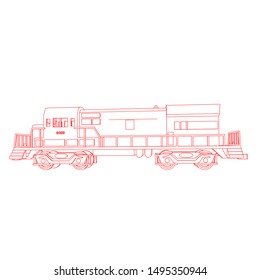Line art of the train. Coloring page - Train - illustration for the children