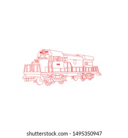 Line art of the train. Coloring page - Train - illustration for the children