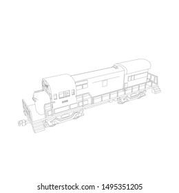 Line art of the train. Coloring page - Train - illustration for the children