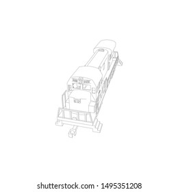 Line art of the train. Coloring page - Train - illustration for the children