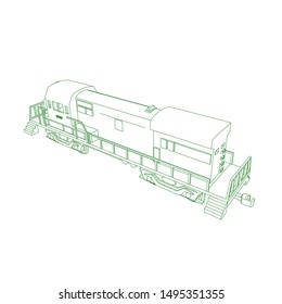 Line art of the train. Coloring page - Train - illustration for the children