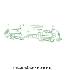 Line art of the train. Coloring page - Train - illustration for the children
