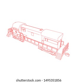 Line art of the train. Coloring page - Train - illustration for the children