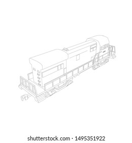 Line art of the train. Coloring page - Train - illustration for the children