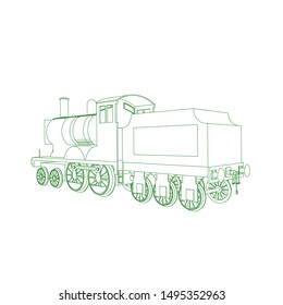 Line art of the train. Coloring page - Train - illustration for the children