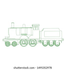Line art of the train. Coloring page - Train - illustration for the children