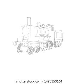 Line art of the train. Coloring page - Train - illustration for the children