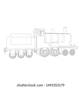 Line art of the train. Coloring page - Train - illustration for the children