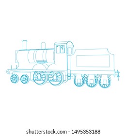 Line art of the train. Coloring page - Train - illustration for the children