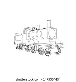 Line art of the train. Coloring page - Train - illustration for the children