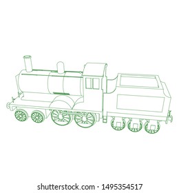 Line art of the train. Coloring page - Train - illustration for the children