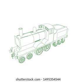 Line art of the train. Coloring page - Train - illustration for the children