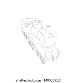 Line art of the train. Coloring page - Train - illustration for the children