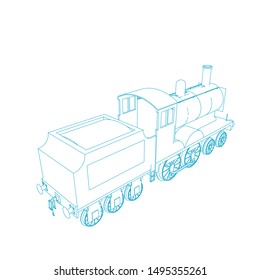 Line art of the train. Coloring page - Train - illustration for the children
