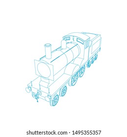Line art of the train. Coloring page - Train - illustration for the children