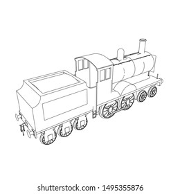Line art of the train. Coloring page - Train - illustration for the children