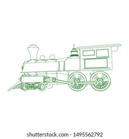 Line art of the train. Coloring page - Train - illustration for the children