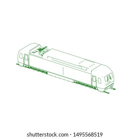 Line art of the train. Coloring page - Train - illustration for the children