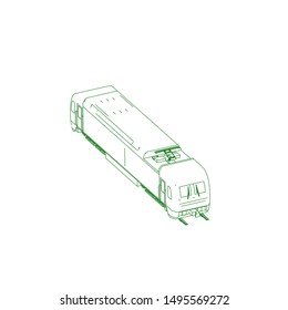 Line art of the train. Coloring page - Train - illustration for the children