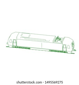 Line art of the train. Coloring page - Train - illustration for the children