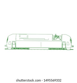 Line art of the train. Coloring page - Train - illustration for the children