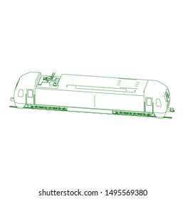 Line art of the train. Coloring page - Train - illustration for the children