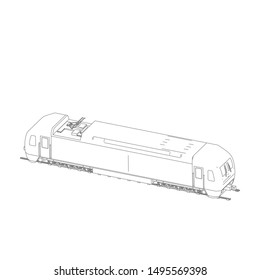 Line art of the train. Coloring page - Train - illustration for the children