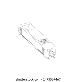 Line art of the train. Coloring page - Train - illustration for the children