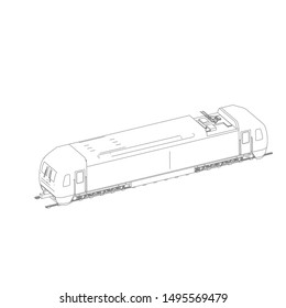 Line art of the train. Coloring page - Train - illustration for the children