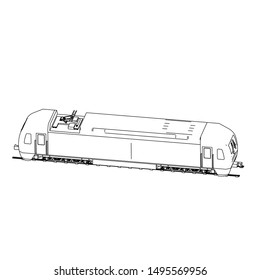 Line art of the train. Coloring page - Train - illustration for the children