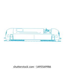 Line art of the train. Coloring page - Train - illustration for the children