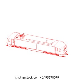 Line art of the train. Coloring page - Train - illustration for the children