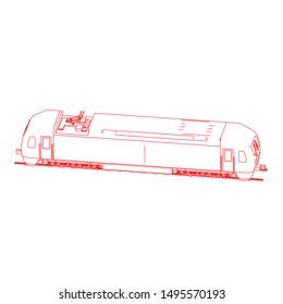Line art of the train. Coloring page - Train - illustration for the children