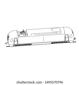 Line art of the train. Coloring page - Train - illustration for the children