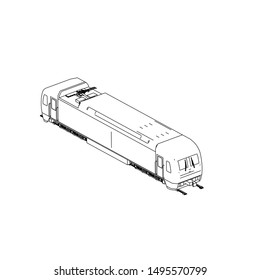Line art of the train. Coloring page - Train - illustration for the children
